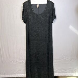 Helene Blake Short Sleeve Black Formal Dress Sz 16 Black lace w/lining Like new